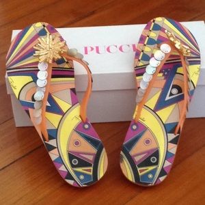 Pucci embellished rubber flip flops Sz 39